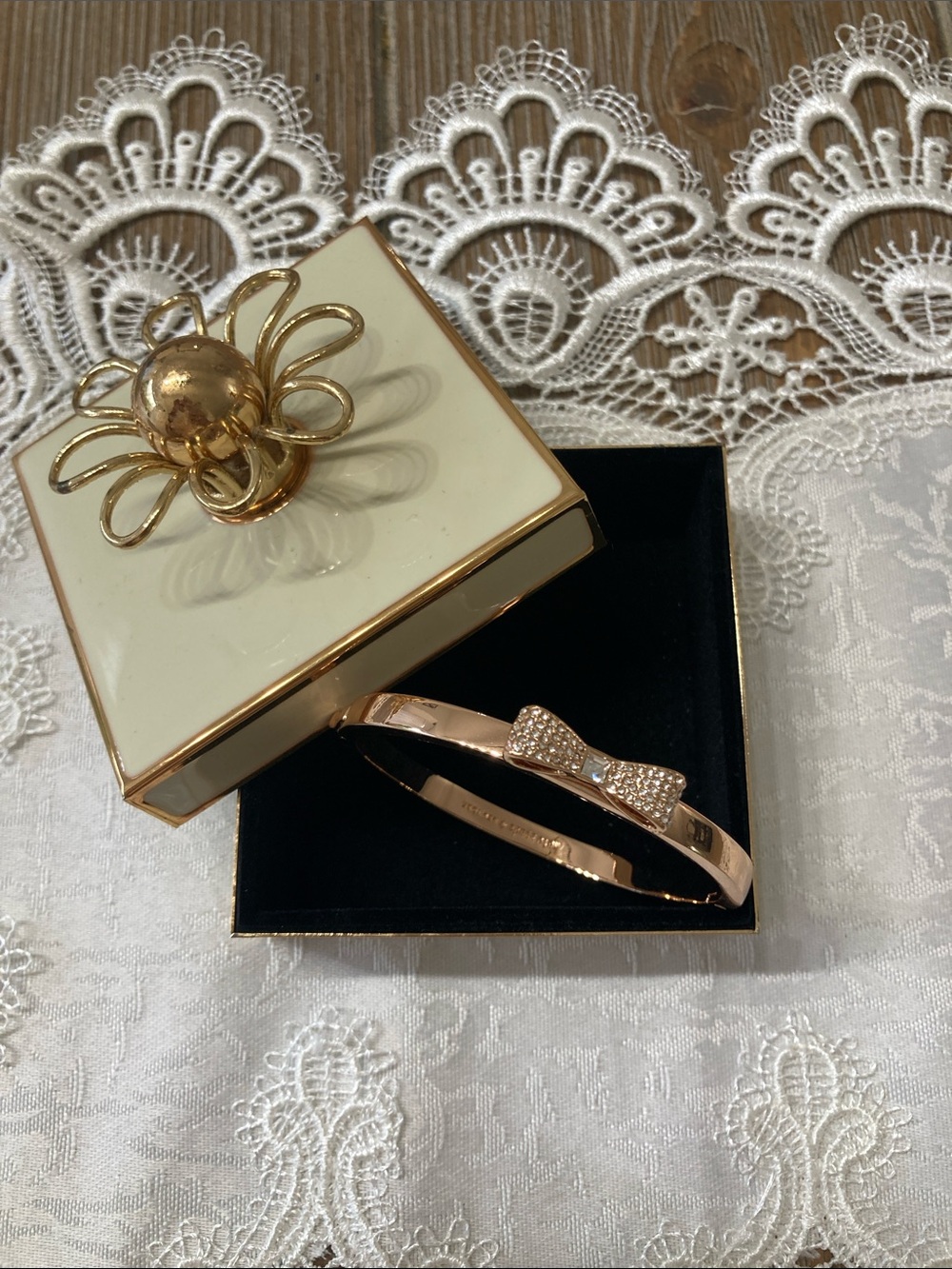 Rose gold Kate spade ready set bow bracelet